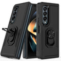 NNEDSZ Galaxy Z Fold 4 Tpu Shockproof Case With Ring - 2 In 1 Design - Black