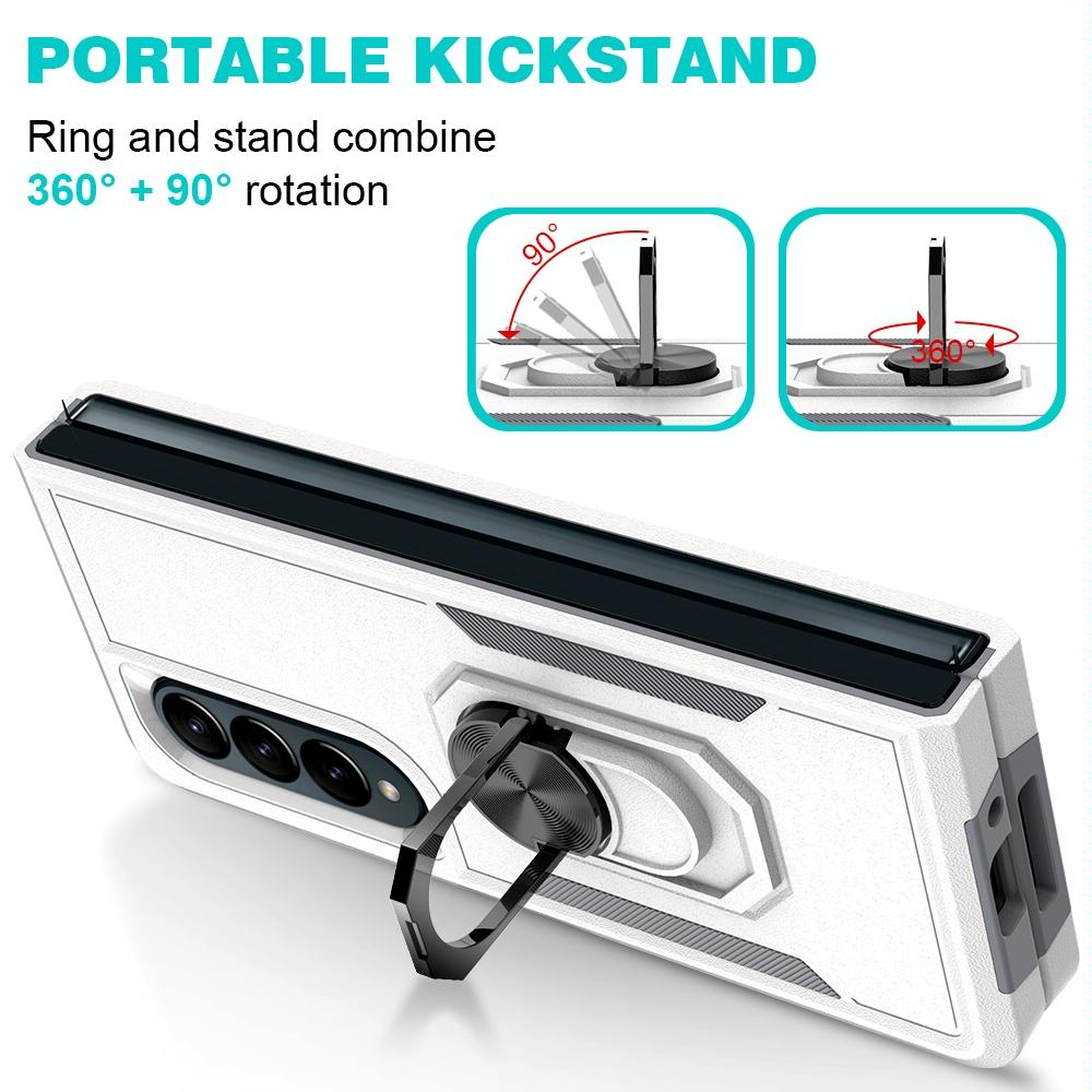 NNEDSZ Galaxy Z Fold 4 Tpu Shockproof Case With Ring - 2 In 1 Design - Black